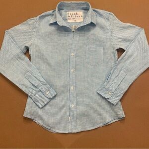 Frank & Eileen Women’s 100% Linen Barry Blue & White Gingham Button Down Size XS